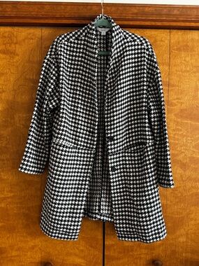 Old Navy Oversized Houndstooth Jacket NWT Medium Black White Coat